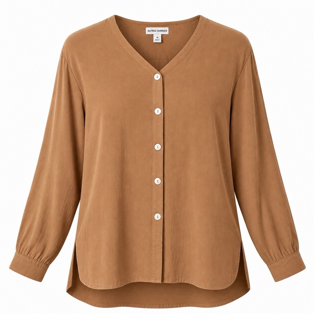 Alfred Dunner Top Blouse Shirt Sz L Womens, 100% Silk Mature Fashion Soft Drape